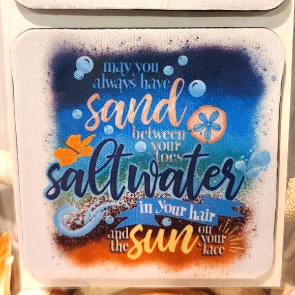 BEACH Theme NWT Beverage Coaster set of 4 for can glass bottle wine beer coffee - Picture 3 of 5